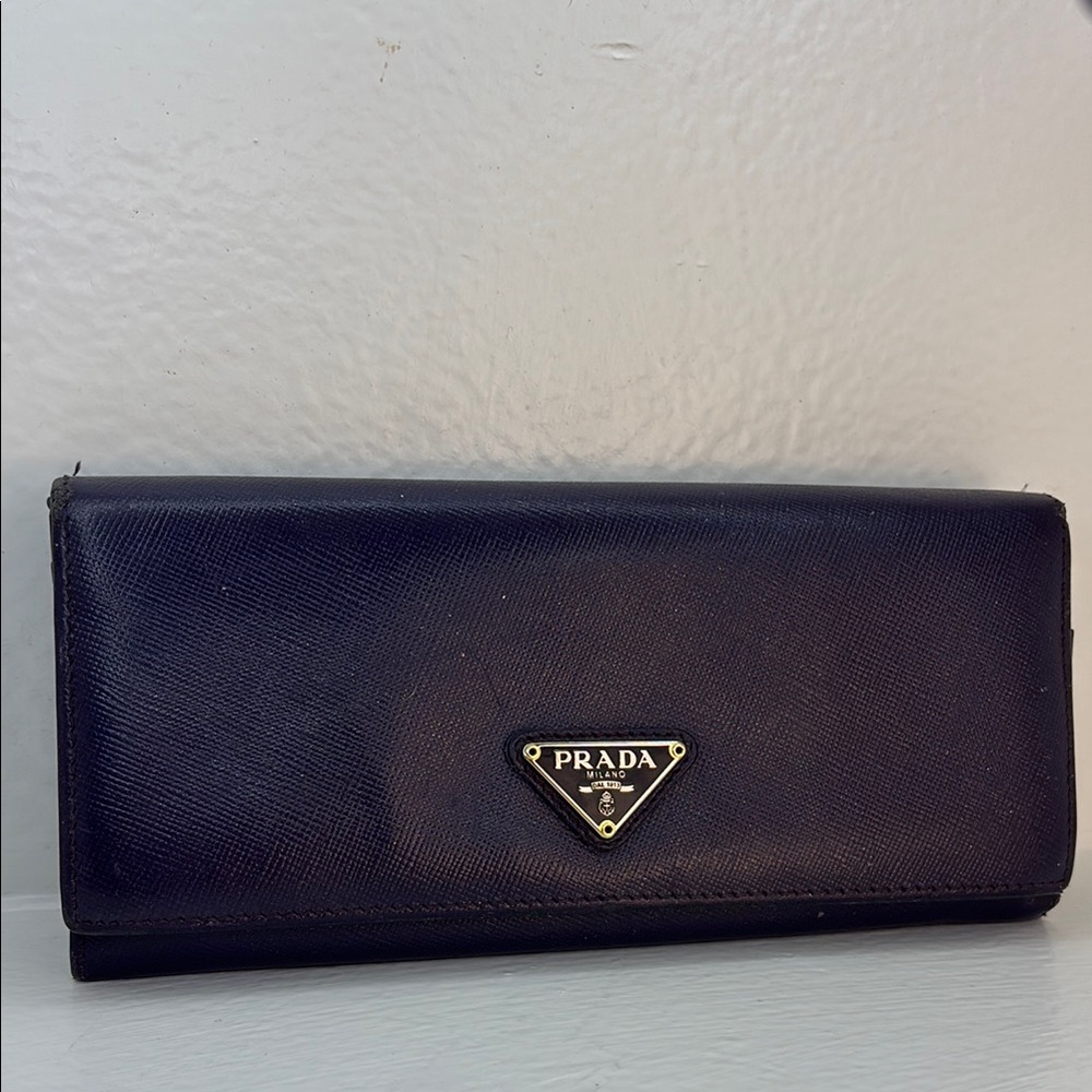 Prada Saffiano Leather Purple Long Wallet